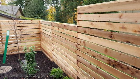 Horizontal Style Cedar Fence we built in Tigard, Oregon area - fence installers