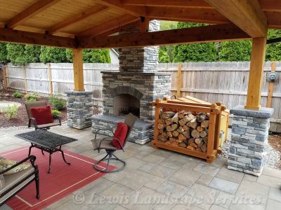 Stone Gas Outdoor Fireplace