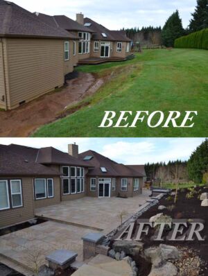 Before and After - Complete Patio & Landscaping Installation in Sherwood, OR