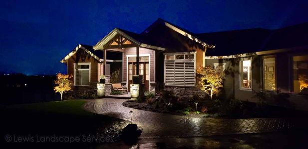 Mixture of Architectural Lighting, Pathway Lighting & Tree Uplighting at a Project We Did in Sherwood, Oregon
