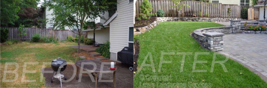 Before and After - Back Yard Landscape & Patio Renovation in Beaverton