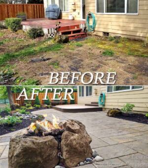 Before and After - Complete Back Yard Remodel job in Tigard