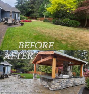 Before and After - Complete Back Yard, Outdoor Living Space & Covered Structure - Bethany / NW Portland