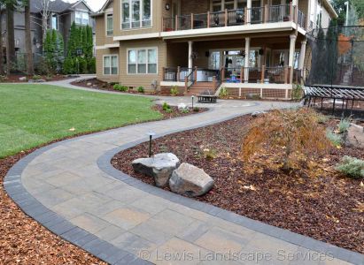 Paver Patio & Pathway, Planting, New Sod Lawn