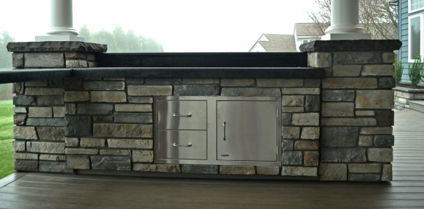Other Side of Outdoor Kitchen,Concrete Slab Countertops, SS Doors & Drawers