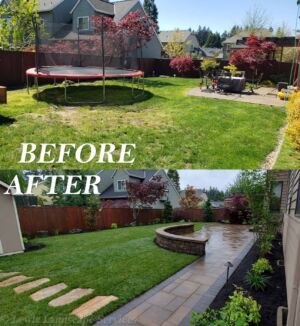 Before and After Back Yard Landscaping & Patio Remodel Job in Hillsboro Oregon