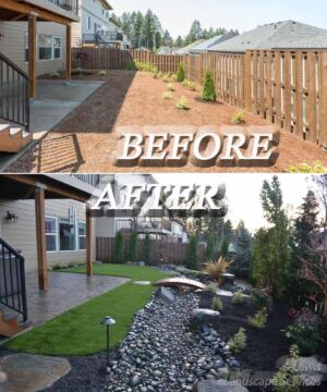 Before and After - Complete Back Yard Remodel in Beaverton, Oregon