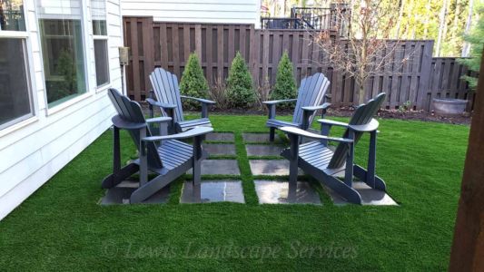 Synthetic Turf & Small Paver Patio Installation