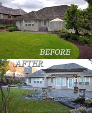 Before and After - Back Yard Patio & Landscape Renovation in Cedar Hills Area of Portland Oregon