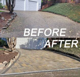 Before and After - Paver Driveway in Lake Oswego, Oregon