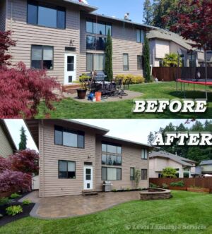 Before and After Back Yard Landscaping & Patio Renovation Job in Hillsboro Oregon