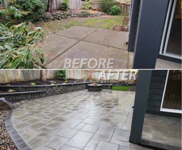 Before and After - Back Yard Landscaping & Patio Remodel in Beaverton Oregon