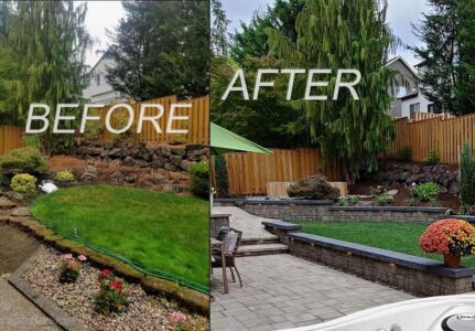 Before and After - Back Yard Patio & Landscaping Renovation in Beaverton