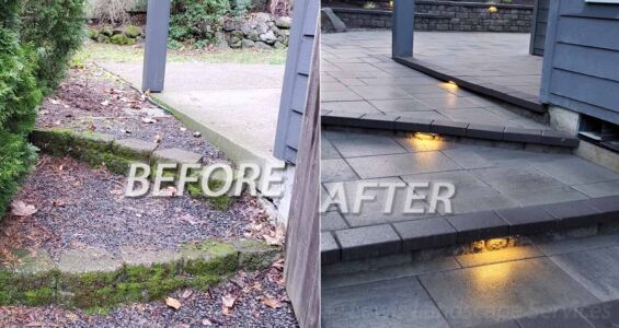 Before and After of Paver Steps Job in Beaverton, Oregon