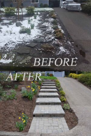 Before and After - Front Walkway in SW Portland