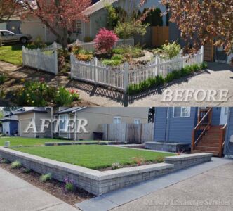 Before and After of Retaining Wall & Landscape Renovation in Hillsboro