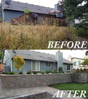 Before and After - Retaining Wall & Steps Job in Beaverton Oregon