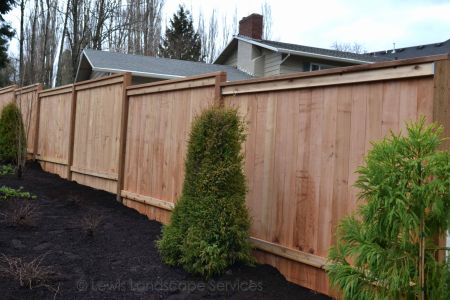 Picture Frame Style Cedar Fence instllation at one of our Portland, Oregon Fence Installations