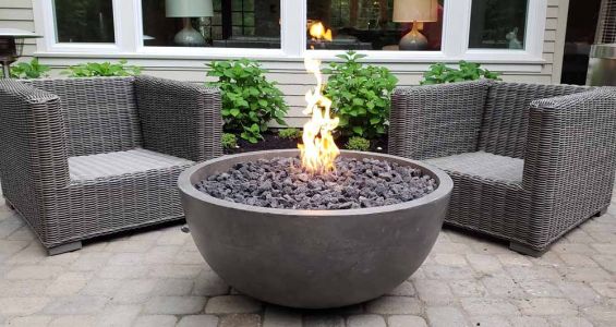 Large Concrete Fire Bowl We Installed in Lake Oswego (Gas)