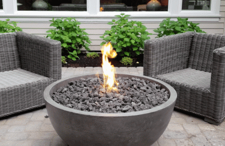 Large Concrete Fire Bowl We Installed in Lake Oswego (Gas)