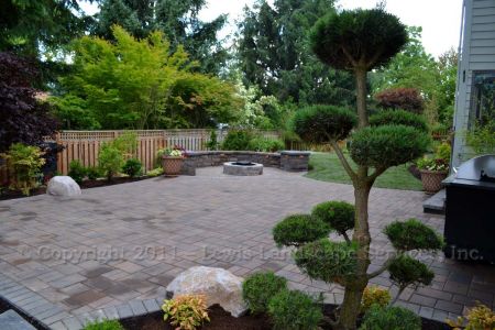 Paver Patio, Seat Wall, Fire Pit, Planting