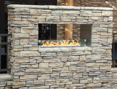 Contemporary See-Through Gas Outdoor Fireplace