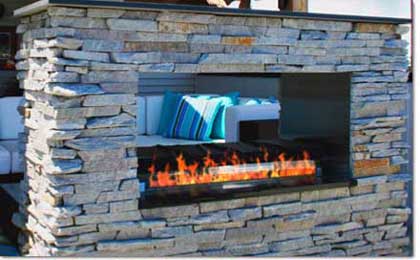 Contemporary See-Through Gas Outdoor Fireplace