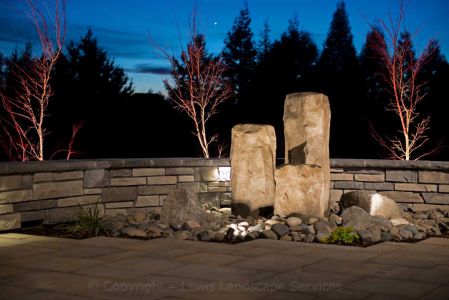 Tree Uplighting and Accent Lighting on a Bubbler Fountain at This Job We Insatlled in Beaverton, Oregon
