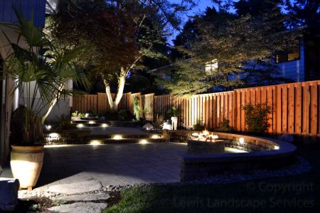 Mixture of Hardscape Lights & Tree Uplighting at a Project We Did in Beaverton