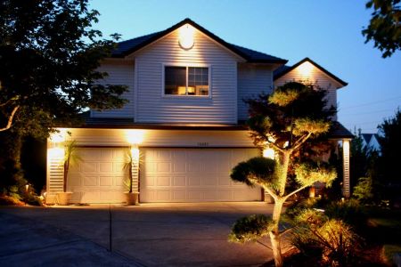 Structure Lighting (low-voltage) and Tree Uplighting at an Outdoor Lighting Installation We Did in Beaverton Oregon