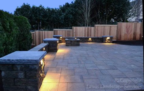 Hardscape Lights In a Seat Wall / Patio Installation We Did in Beaverton